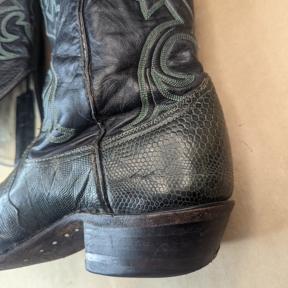 Larry Mahan boots men's size 7M Exotic Genuine Green Teju Lizard Classic Western - Picture 7 of 13